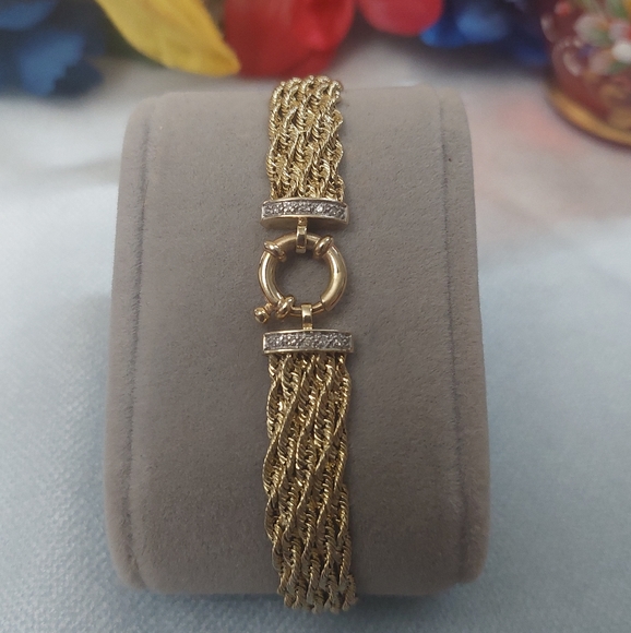 14K Rope Diamond Bracelet - Picture 1 of 5